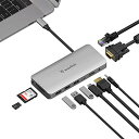 【マルチポート】:本製品には、1XUSB-C ポート(充電に対応)、3XUSB-A3.0ポート、1XHDMIポート、1XVGAポート、1Xイーサネットポート、1XMICROSD / SDカードリーダーを搭載されます。 【60Wの充電機能】:60WのPD3.0充電をサポートします。 データの転送中に、コンピューター、MACBOOK PRO、またはその他のTYPE-Cデバイスを充電できます。 【デュアルディスプレイ】:4K HDMIおよび2KVGAポートを介して画面をミラーモードまたは拡張モードをサポートし、HDMIポートをHDTV、モニター、またはプロジェクターに接続して4K UHD @ 30HZビデオをサポートします。また、VGAポートを介して別の2K @ 60HZを追加することもできます。 作業効率を向上させることができます。 【広範な互換性】:プラグアンドプレイなので、追加のドライバーをダウンロードするは必要ありません。サポートされているOSは:WINDOWS 7、8、10、MAC OS X 10.11および最新バージョン、CHROME OS、LINUXです。