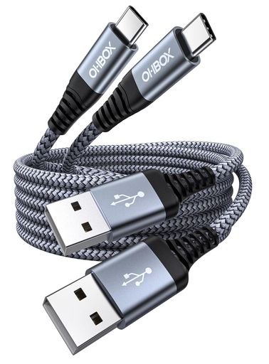 USBTypeCケーブル2M2本PD対応60W急速充電USBAtoUSBCケーブルナイロン編み3A急速充...