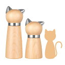 VKCHEFペッパーミル木製ソルト&ペッパーグラインダー黄色い猫2個セット手動胡椒ミル岩塩ミルコショウスパイスコンパクト
