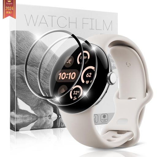 GOOGLEPIXELWATCH341MMフィルム2024対応SUNGALEPIXELWATCH341MM保護フィルム柔軟性PMMA製素材3D曲面保護液晶耐指紋飛散防止気泡なし自動修復画面保護FOR