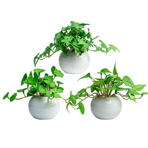 WillingYouフェイクグリーン卓上ミニ3点セット鉢付き人工観葉植物おしゃれインテリア雑貨世話いらず水..