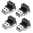USB 変換アダプタ 4個セットUSB-A L型 車内用品 USBコネクター 10GBPSデータ転送 USB L字 USB 3.1 USB変換アダプタ USB ...