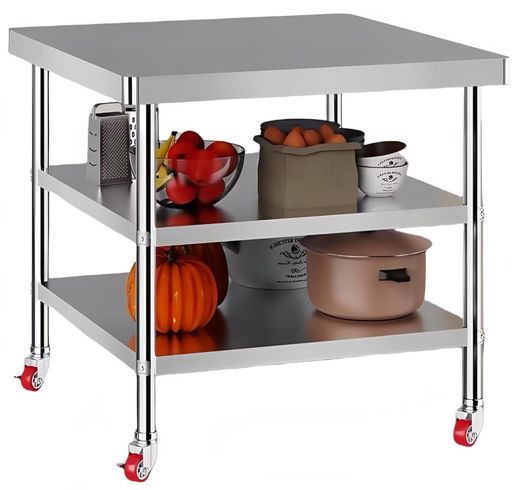 TUIYIDUOステンレス作業台業務用調理台天板600x400mmアキャスター付き360度回転静音ブレーキ付き厨房作..