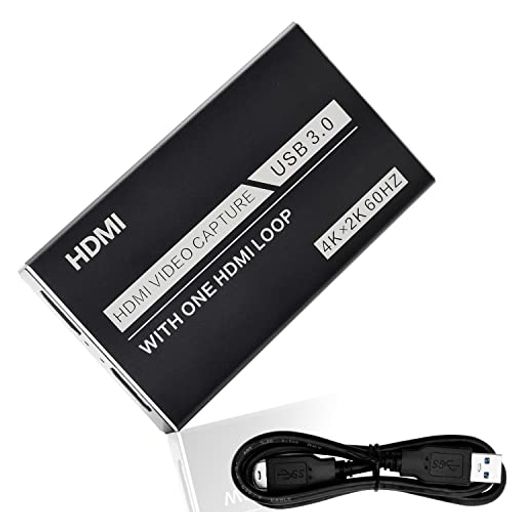 4K HDMI キャプチャーボード ビデオ ゲームキャプチャー USB3.0 60FPS パススルー フルHD ビデオキャプチャー 内蔵 ゲーム実況生配信、会議、ライブビデオ配信、画面共有、録画に適用 コンパクト SWITCH、XBOX ONE、OBS