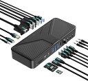 YOTTAMASTER USB C ドッキングステーション 【2024超強い 20 IN 1】 TYPE C DOCK 4画面出力 4K HDMI/DP/VGA出力 10GBPS USB3.2 GEN2 PD60W&18W充電ポート/RJ45/3.5MM(2)