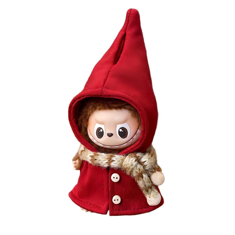 ラブブ 着せ替えドールセット 赤・黄・青・紺の4色展開 フード付きコート&マフラー付き かわいいぬいぐるみドール おしゃれな冬コーデ ギフトにも最適 手作り風デ...