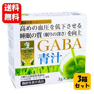 【送料無料】GABA 青汁3g×30袋×3箱セット！ 【機能性表示食品】血圧を低下させて睡眠の質を向上させる健康青汁♪ 大麦若葉 GABA ギャバ 血圧 睡眠 活気 活力 ケール 桑葉 栄養補助 食物繊維 野菜不足 健康 国産 国内製造 寝不足 ストレス 血圧 下げる サプリ お茶 高血圧