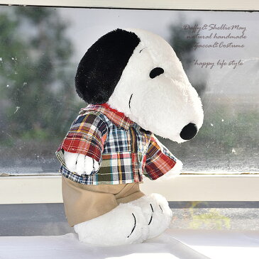 スヌーピーコスチューム★お出かけ服セット!チェックシャツ*パンツod120-snoopy÷≒