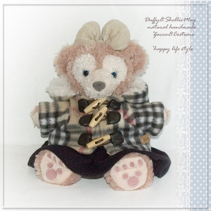 ハンドパペット用ダッフィー*シェリーメイコスチューム★ダッフルコート&スカート(ブラック)・coat14-hp(black)【洋服】^〉