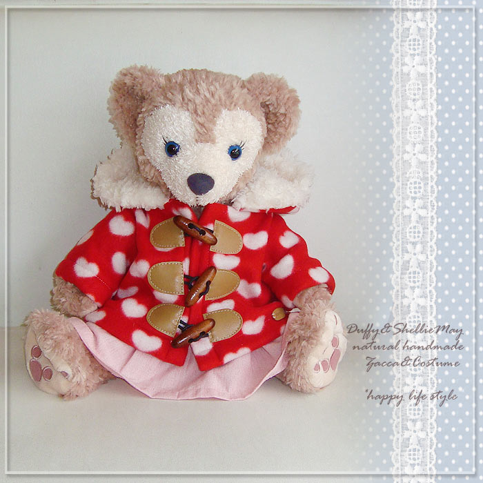 ダッフィー*シェリーメイコスチューム★Sサイズ43cm・ダッフルコート(ハート)&スカート・coat14【洋服】^〈