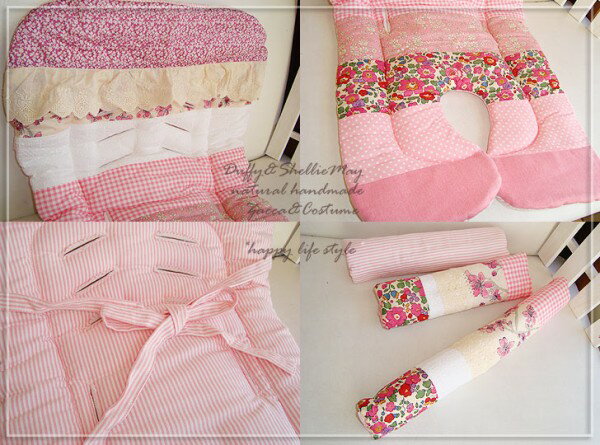 出産祝いに！ハンドメイド*リバティ*リバーシブルベビーカーシートフルセット(ピンク系）【ベビー】*sheet10