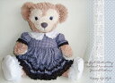 ダッフィー*シェリーメイコスチューム★ダッフィー*ハンドメイド・Sサイズ43cm★紺ギンガムチェックワンピース・wp35【洋服】〈♭