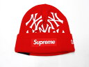 【LINEお友達登録で300円OFFクーポン】☆ Supreme ヤンキース ニット帽 キャップ NEWERA ニューエラ freeサイズ Red【送料無料】