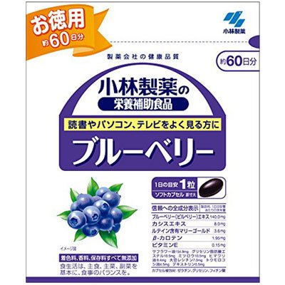 お得な6個セット　パソコン・読書をする方におススメ　小林製薬　ブルーベリー お徳用 60日分（60粒）