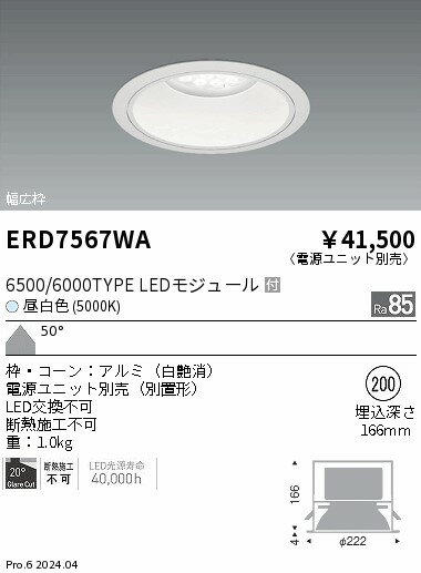ERD7567WA φ200 Rs26 6000TYPE 5000K 超広角 ENDO照明 【メーカー直送】