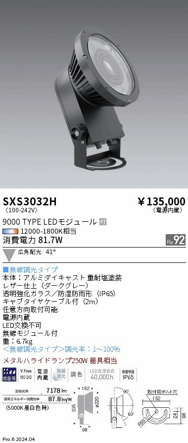 SXS3032H Synca屋外SP 9000タイプ 広角 ダークグレー ENDO照明 【メーカー直送】
