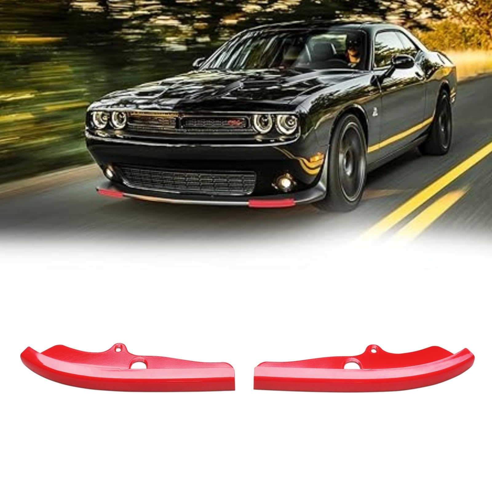 フロントリップバンパーガード コーナー 2015-2024 ダッジ チャレンジャー スキャットパック 2019-2024 R/T GT 車種専用 サイドスカート カナード サイドスプリッター エクステンション デコレーション用 キズ防止