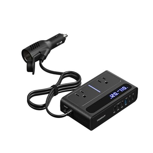 「インバーター 12V 100V 変換」本製品は200Wの車 インバーターです。シガーソケット コンセントの12V直流電源を、100V交流電源に変換できます。車ACコンセントの出力は100-110Vです。このカーインバーターは11V~17V車用に特別に設計されています。青いLEDディスプレイ表示搭載し、バッテリー電圧が表されます。(ご注意:24V車両ではご使用いただけません。) 「「多く機種に対応し、急速充電にも対応」この車 コンセントには、ACポートだけでなく、PD36W急速充電対応のUSB-Cポート、QC3.0を備え30W対応する4つのポート、合計6USBポートで、他の製品より多くのUSBポートを搭載し、さらにシガーソケットコンセントも備えています。車載充電器、ノートPC、スマートフォンなど、異なりデバイスを急速に充電できます。電子機器のバッテリー切れを気にせず、ドライブを存分に楽しめます。 「高効率な冷却システム」車載インバーターは修正正弦波を採用し、安定した電力供給を提供します。