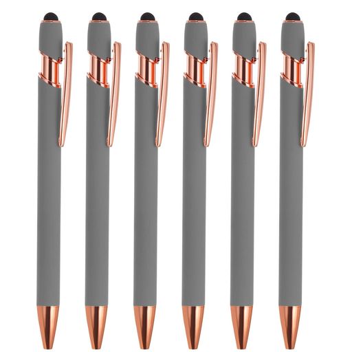 カラー:グレー; 素材:メタル; ポイントサイズ:1mm;長さ:143 mm; パッケージコンテンツ:6 x インクペン スタイラスチップ付き 利点:スタイラスペンの一方の端にはブラックインクボールペン、もう一方の端にはタッチスクリーンスタイラスペンが取り付けられており、従来の筆記とデジタル入力を簡単かつ効率的に切り替えることができます。これらのペンは握り心地がよく、書きやすいです。ボールペンは、滑らかで一貫した線を作ることができる細いペン先を備えています。 使用説明:スタイラス先端を使用するには、ペンを裏返し、タッチスクリーンデバイス上の希望の位置にゴム製スタイラス先端をタッチするだけです。メモや図形描画などに使えます。上の位置にゴム製スタイラス先端をタッチするだけです。メモや図形描画などに使えます。タッチペンは、スマートフォン、タブレット、ノートパソコンなど、あらゆるタッチスクリーンデバイスと互換性があり、仕事や日常的に使用するための多機能ツールとして使用できます。 アプリケーション:当社のスタイラスペンは、ペンとスタイラスペンの機能を1つの便利なバッグにまとめた多機能ツールです。
