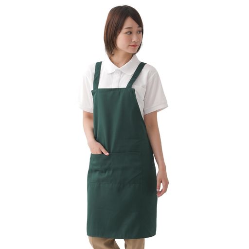 [キャッチ] エプロン ポケット付き 首掛け メンズ レディース グリーン F