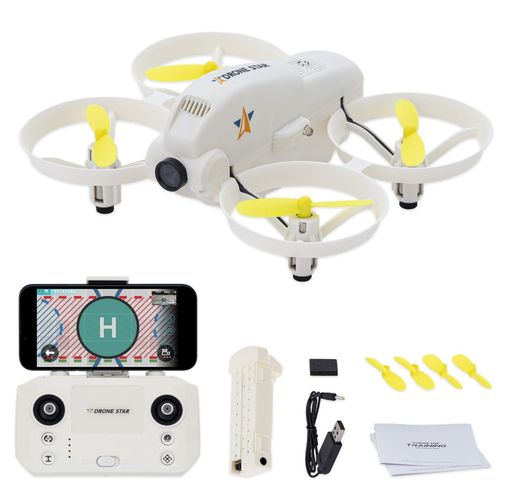 DRONE STAR TRAINING ドローン コントローラー プロポ セット 練習用 ビジョンセンサーON/OFF 技適取得済み 国内電波法適合 高感度スティック モード1/2対応 50.5g 直径12cm 角度調整可能なカメラ搭…