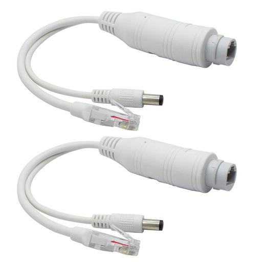 ANVISION 2パックアクティブ48V〜12V防水PoEスプリッターアダプター、IPカメラAP Voip Phoneなど向けのIEEE 802.3af準拠10 / 100Mbps、ホワイト