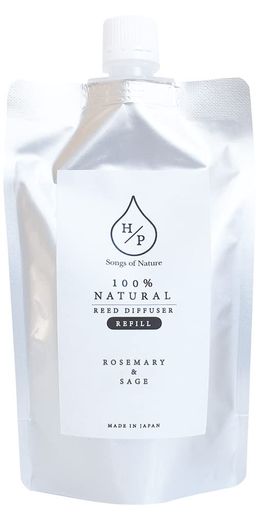 天然香料100%使用。植物の恵みから生まれたやさしいフレグランス「HPリードディフューザー」。「植物の恵みや力を日々に取り入れる」をテーマに、自然由来のやさしい処方でつくられています。植物の貴重なエッセンスやピュアな香りが、心と暮らしを豊かにするナチュラルフレグランスシリーズです。 引き続きお好きな香りをお楽しみいただける「詰め替え用」。90mlボトル2回分、180mlボトル1回分です。またお好きな容器に詰め替えても◎。 【香り】ローズマリー&amp;セージ (摘みたてのようなローズマリーと爽やかなセージをブレンドしたグリーンハーブの香り。) 【容量】詰替え用180ml 【サイズ】詰め替え用:W110xD35xH210mm