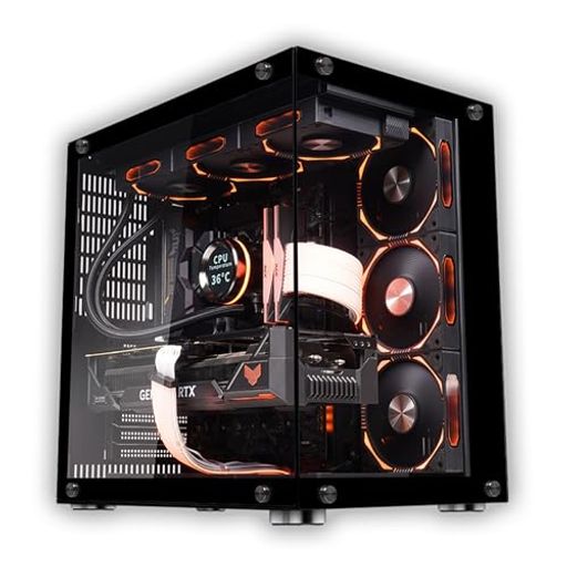 pcケース ミドルタワー ピラーレスpcケース type-c高速インターフェースUSB3.0 合金鋼強化ガラス ATX/M-ATX/ITX/Micro-ATXマザーボード対応 空冷対応 360水冷対応 (ブラック)