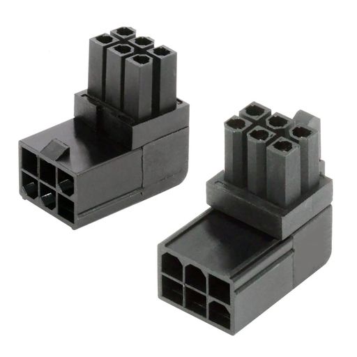 cablecc 2個/ロット ATX 6ピン オス-メス パワーヘッダーアダプター 90度上向きダウンアングル GPUグラフィックスカード用