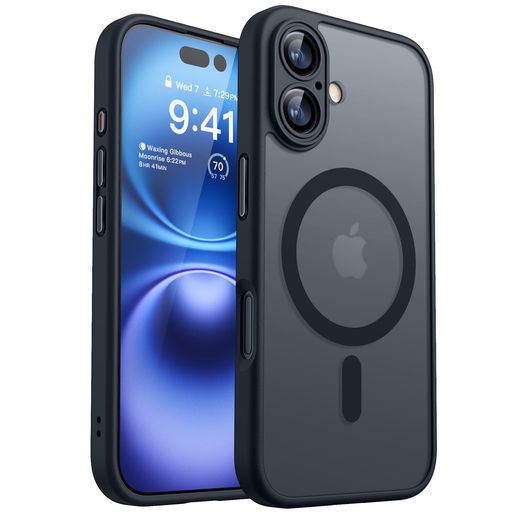 CANSHN iPhone 16 Pro 用 ケース Magsafe対応 カメラ周辺保護 ワイヤレス充電 耐衝撃 傷つき防止 半透明マットホットピンク