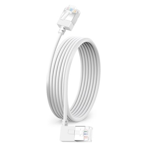 Dutevolns 細い 柔らかい Cat6A イーサネットケーブル 90°右に傾斜している5m、超...