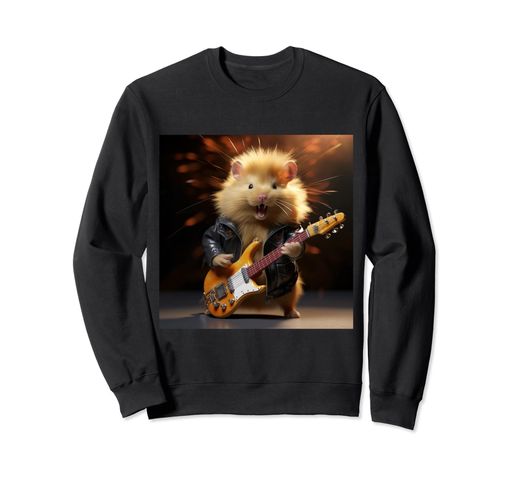 Rock Hamster Hammy ギターを弾く - 面白いギターハムスター トレーナー