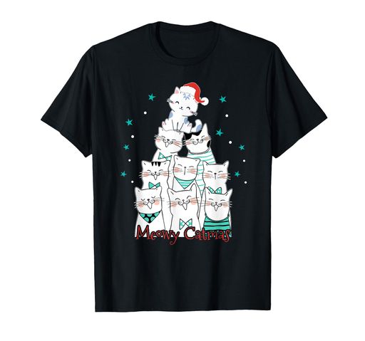 Cat Lover Meowy Catmas Cat Tree Funny Merry Catmas Design Tシャツ