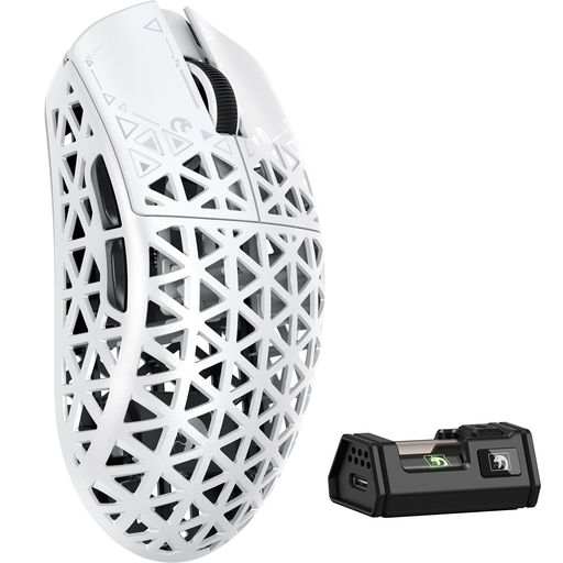 MAMBASNAKE M5 Ultra カーボンファイバー製 ゲーミングマウス 超軽量39gプラスマイナス3 PAW3950MAX ワイヤレス 8000Hz(ホワイト)
