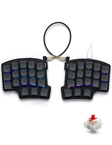YIVU Corne Mini 分離式 メカニカルキーボード 36キー 40% エルゴノミクス配列 QMK/Vial プログラミング ホットスワップ PBTキーキャップ RGB Gateron赤軸 有線