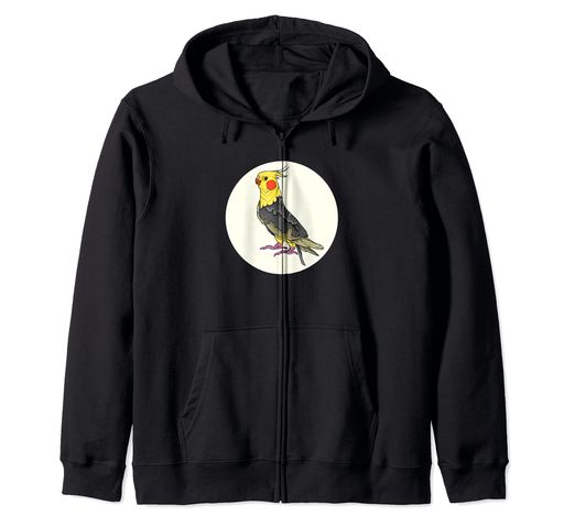 Cockatiel Bird Holder Aleph Aleph Motif ジップパーカー