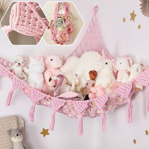 【ぬいぐるみ収納ネット】可愛らしいぬいぐるみ収納ネットは、サイズ(約100x100x150cm)のこのトイネットは、A4ぬいぐるみ約30個ぬいぐるみを収納でき、床のスペースを確保し、散らかりを防ぎます。コーナーにぴったり収まる設計で、柔軟に設置可能なこのハンモックは、まさに救世主のような存在です。 【手作りの高品質素材】このおもちゃ用ハンモックは、高品質のコットンロープを使用し、丁寧に手編みされています。丈夫で破れにくく、さまざまなサイズや種類のおもちゃをしっかりと収納できます。 【おしゃれ】このぬいぐるみ用ハンモックは、太いコードで編まれており、非常に耐久性が高く、上品な雰囲気も兼ね備えています。天然の無毒コットン素材を使用しており、新米パパ・ママにも安心な、環境にやさしい設計です。 【簡単設置】ぬいぐるみハンモックには、取り付け用の部品とフックが3個付属しています。追加のスペースやアクセサリーは不要で、すぐにスッキリとした収納を実現できます。 【安全設計&amp;楽しい空間づくり】このぬいぐるみ用ハンモックは無毒素材で作られており、安全な取り付けシステムを採用しています。