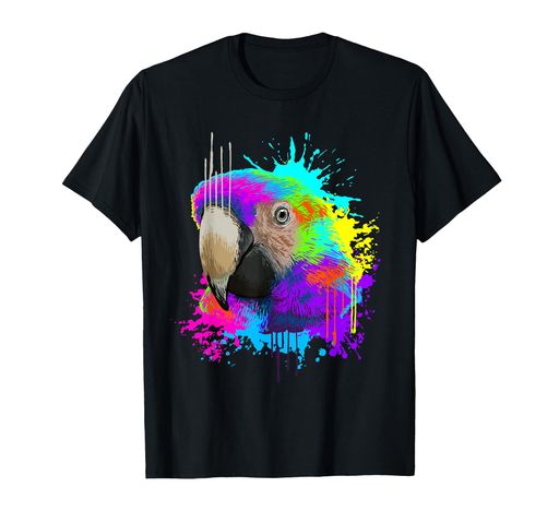 スプラッシュアートオウム鳥プレゼントオウムの恋人 Tシャツ