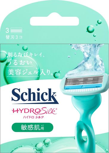 とけだすジェルで、うるおい美肌へ 個人 とけだすジェルで、うるおい美肌へ とけだすジェルで、うるおい美肌へ シックハイドロシルクシリーズ シェービングしながら肌がうるおう、快適な剃り心地 水に触れるとモイスチャー美容ジェル(シェービング剤)が溶け出し、ジェルになります 刃の1枚1枚についた独自のスキンガードが、肌への負担を減らします