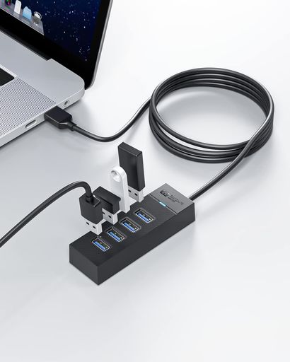 【4ポートUSB3.0ハブ拡張】USB3.0に対応したUSB-Aポートを4つ搭載し、1つのUSB-Aポートから4台の機器を接続可能にします。さらに、複数の外付けハードディスク、USBメモリー、カードリーダー、プリンター、マウス、キーボード、USB扇風機、ゲームコントローラ(PS4/PS5、XBOX)などのUSB機器を同時に接続することができます。 毎日の仕事のニーズに応えます。ご家庭やオフィスでの使用はもちろん、外出時にお持ちいただくことも簡単です。 【5Gbps高速データ転送】このUSBハブ3.0は最大5Gbps(理論値)とUSB2.0の約10倍の超高速データ転送を実現するUSB3.0に対応し、高速でのデータ転送が可能、写真、音楽、HD動画、ドキュメントも数秒で転送できます。ご注意:充電には対応していません。 【超コンパクト・便利なデザイン】このUSBハブはカバに入れるサイズで、コンパクトに持ち運びに便利です。約30グラムのコンパクトサイズなので、簡単に持ち運ぶことができます。必要なときだけ手軽に使いたい方や、外出する機会の多い方にもおすすめです。
