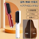 ヘアアイロン カールアイロン ストレートアイロン ブラシアイロン マイナスイオン 速熱 3段階温度調節 火傷防止 カール ストレート ショートヘアン ヒート ブ...