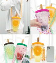 ウォーターボトル サーモスカップ プラスチック水筒　かわいいフルーツアイスクリーム水のボトル　ストローボトル