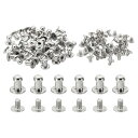PATIKIL 衣類用5MMスタッズ 50セットスタッズレザーリベットコーンスボタンヘッドメタルスクリュースタッズポスト シルバートーン
