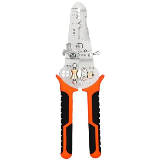 多機能性:VANJOINプロフェッショナル7インチワイヤーストリッパーは、ストリッピング、カッティング、クリンピング、ワインディングの10-in-1機能を備えており、プロやDIY愛好者に最適なツールです。あなたのツールキットに欠かせないアイテムです 耐久性のあるステンレス鋼:高品質のステンレス鋼で作られたVANJOINワイヤーストリッパーは、優れた耐久性と強度を提供します。堅牢なデザインにより、日常使用の厳しさに耐え、信頼できる選択肢となります 効率的なグリップデザイン:溝のあるジョーを備えたこのワイヤーストリッパーは、ワイヤーのストリッピングとカッティングをeffortlessに行えます。毎回の使用で制御と精度が向上し、電気作業のスムーズな進行を実現します コンパクトでポータブル:軽量で持ち運びが簡単なVANJOINワイヤーストリッパーは、便利さを考慮して設計されています。コンパクトなサイズで、家庭のプロジェクトからプロの仕事まで、パフォーマンスを損なうことなく使用できます 幅広い用途:この多機能ワイヤーストリッパーは、さまざまなワイヤーの種類やサイズに適しています。