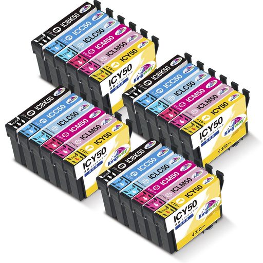 Kingwayエプソン互換インクカートリッジIC6CL50互換インクEPSONIC50増量タイプ風船ふうせんインク6色パックx4(計24個入り)ICBK50ICC50ICLC50ICLM50ICM50ICY50