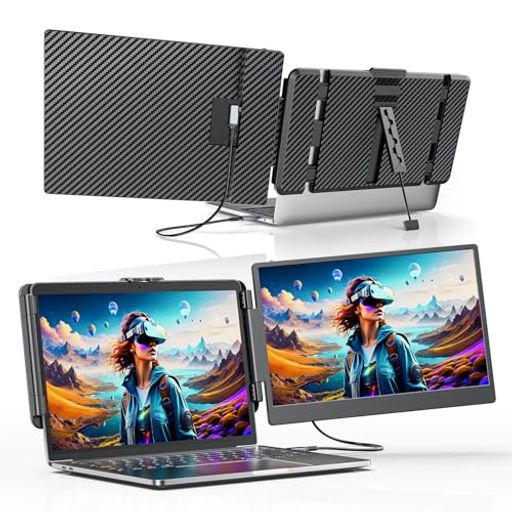 デュアルディスプレイダブルモニター、120%sRGB75%NTSC超広色域14インチFHDデュアルスクリーンパソコンエクスパンダ、1080P