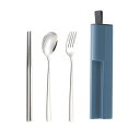 箸 スプーンフォーク セット 子供 食器 カトラリーセット キャンプ 箸 スプーン セット 携帯用 アウトドア 食器 箸セット 小学生 お弁当 フォーク ステンレス製 キャンプ カトラリー 箸 弁当用 通勤 通学 引越し祝い プレゼント (ブルー)