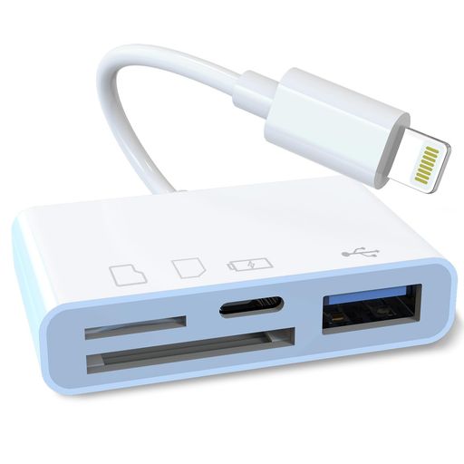 【2023 MFI正規認証品】IPHONE SDカードリーダー 4IN1マルチ機能 カードリーダー LIGHTNING用 USB SD/TF変換アダプタ USB3.0高速データ伝送 スマート双方向 同時充電 写真/ビデオ高速転送 設定不要