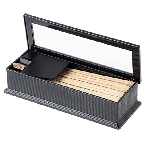 ストリックスデザイン箸箱日本製黒カバー爪楊枝ケース付箸の長さ23cmまで対応取り出しやすい指紋が付きにくい業務用NH-23