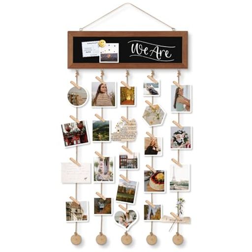 Walspax写真ガーランド壁掛け吊り下げブラックボード付き写真飾りディスプレイDIY誕生日記念日結婚式イ..